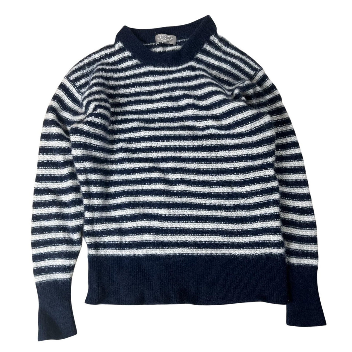 J.CREW Sweater Womens XS Blue Cashmere Striped Crew Neck Lightweight Tight-Knit