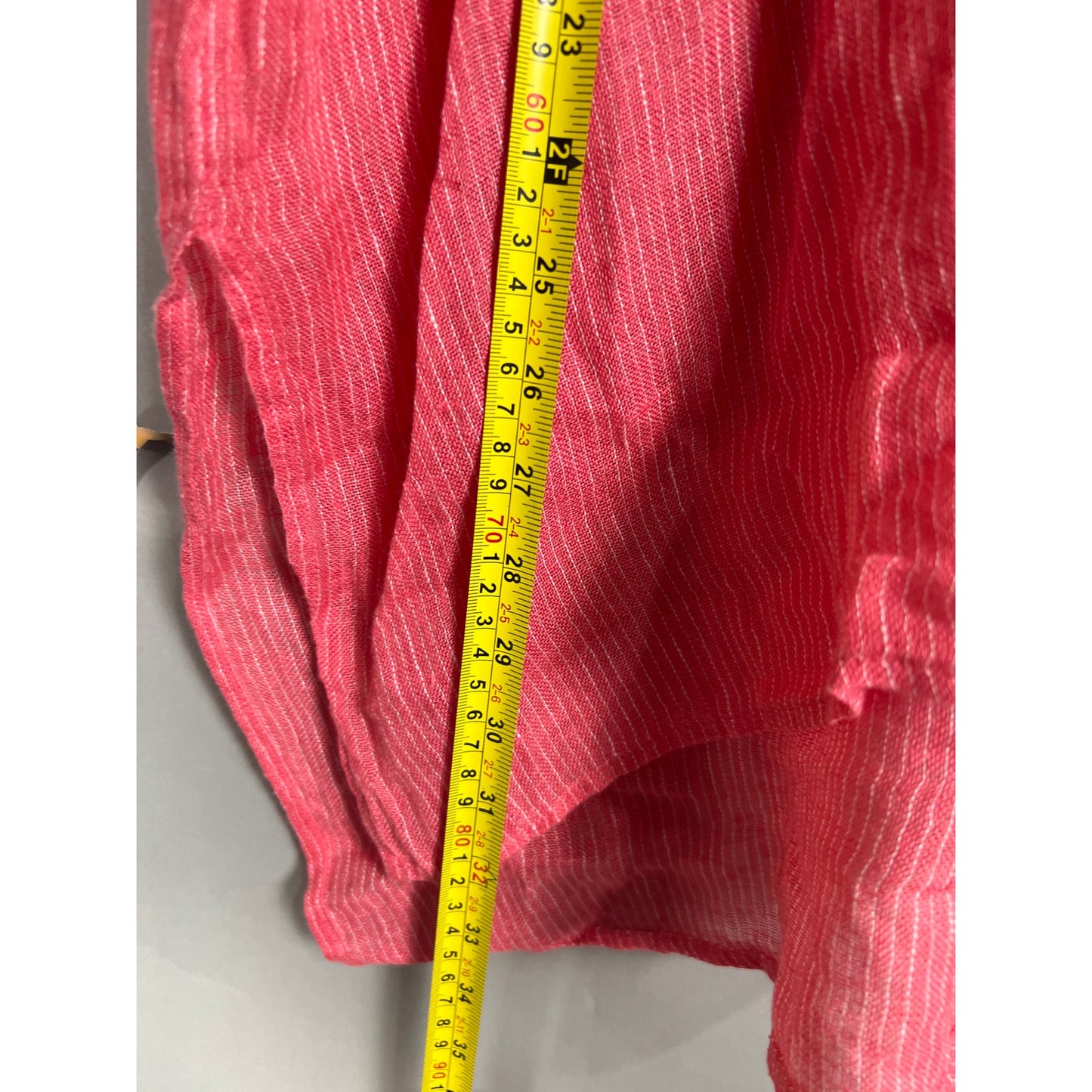 Eileen Fisher Size Large Pink Women Top 100% Linen Gause Pinstriped