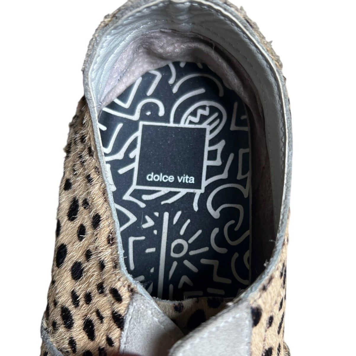 Women’s Dolce Vita Leopard Calf Hair Sneakers Women Size 10