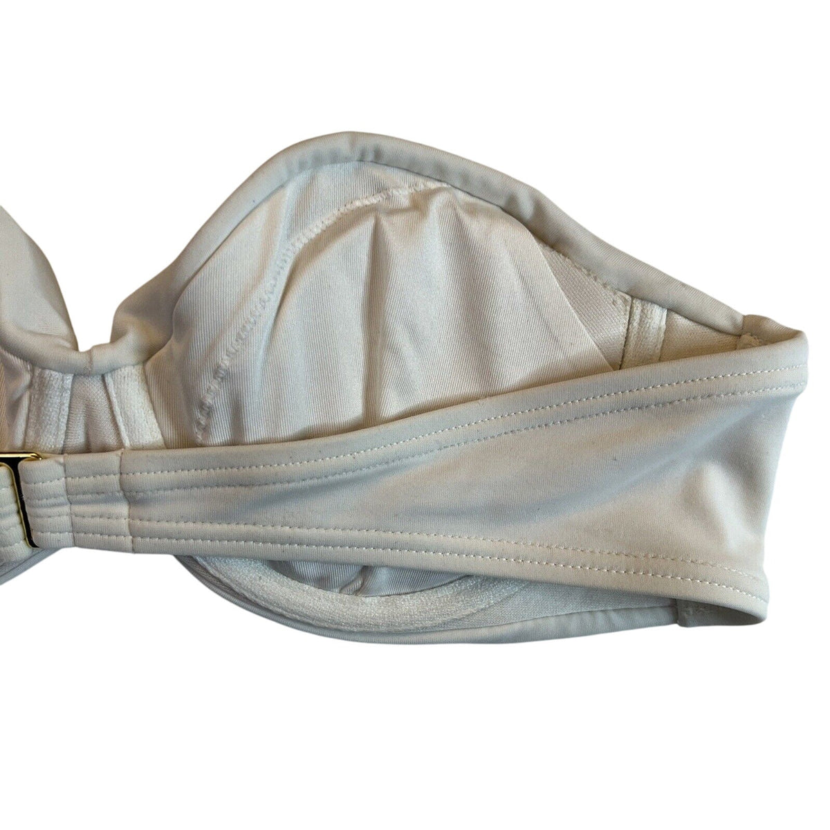 Victoria's Victoria Secret Bikini 34B, White With Gold Rhinestones, Padded - EUC