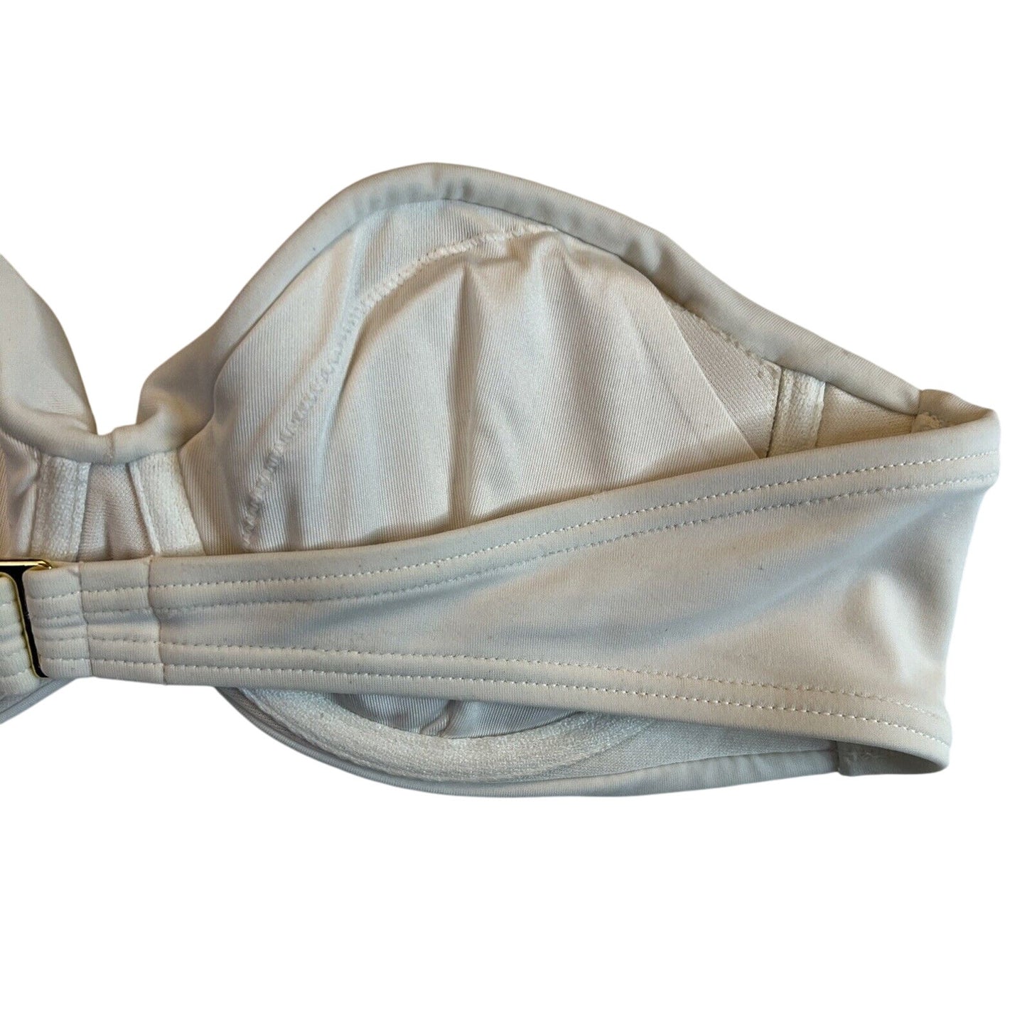 Victoria's Victoria Secret Bikini 34B, White With Gold Rhinestones, Padded - EUC