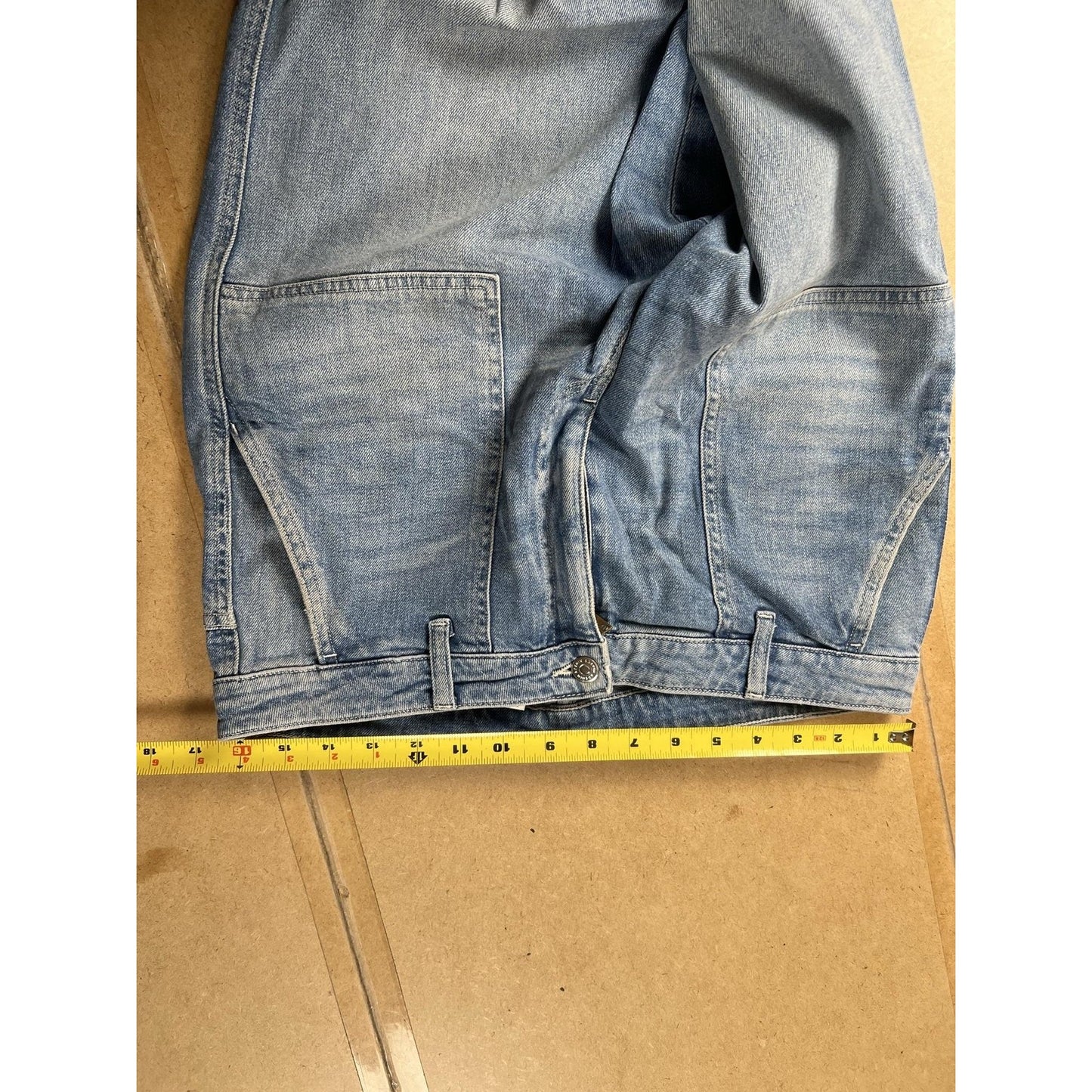 Culotte high waist Pants Womens 42 Blue Ankle Denim Relaxed Fit Pockets Zip