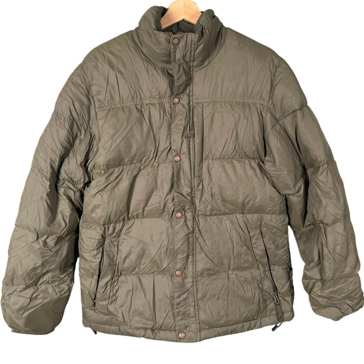 L.L Bean Brown Puffer Jacket 100% Nylon Size Medium Outwear