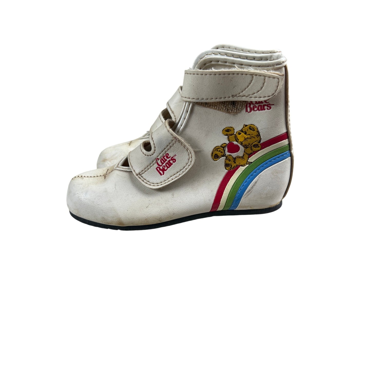 1983 Care Bear Kid Ice Skates White Size 11J Rainbow Style Youth