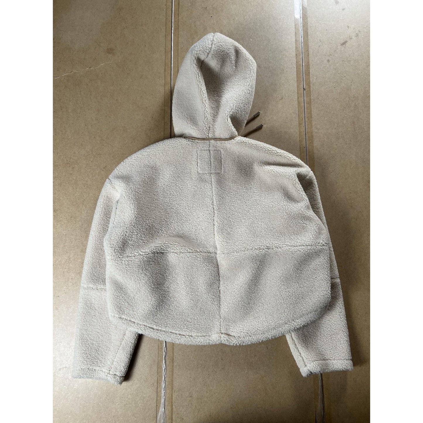 Zara Sweater Womens S White Hooded Full Zip Fleece Heavyweight Pockets