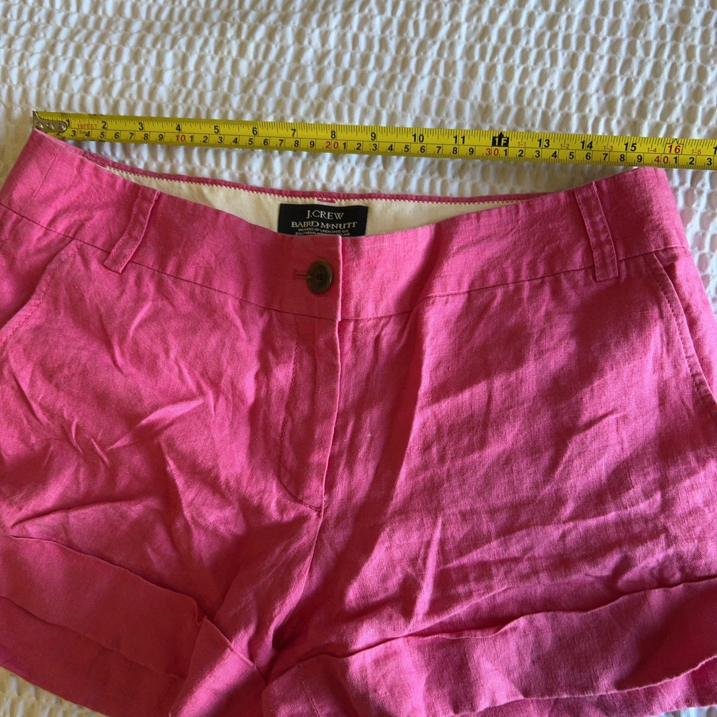 J.CREW Chino Shorts Womens 10 Pink Linen Cuffed City Fit Casual Summer