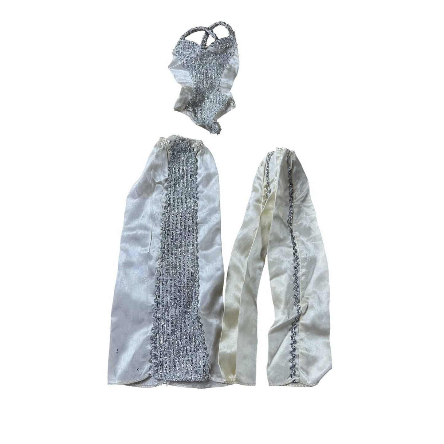 Vintage White Silver Skirt Bodysuit Outfit 11 In Fashion Doll Gown Set