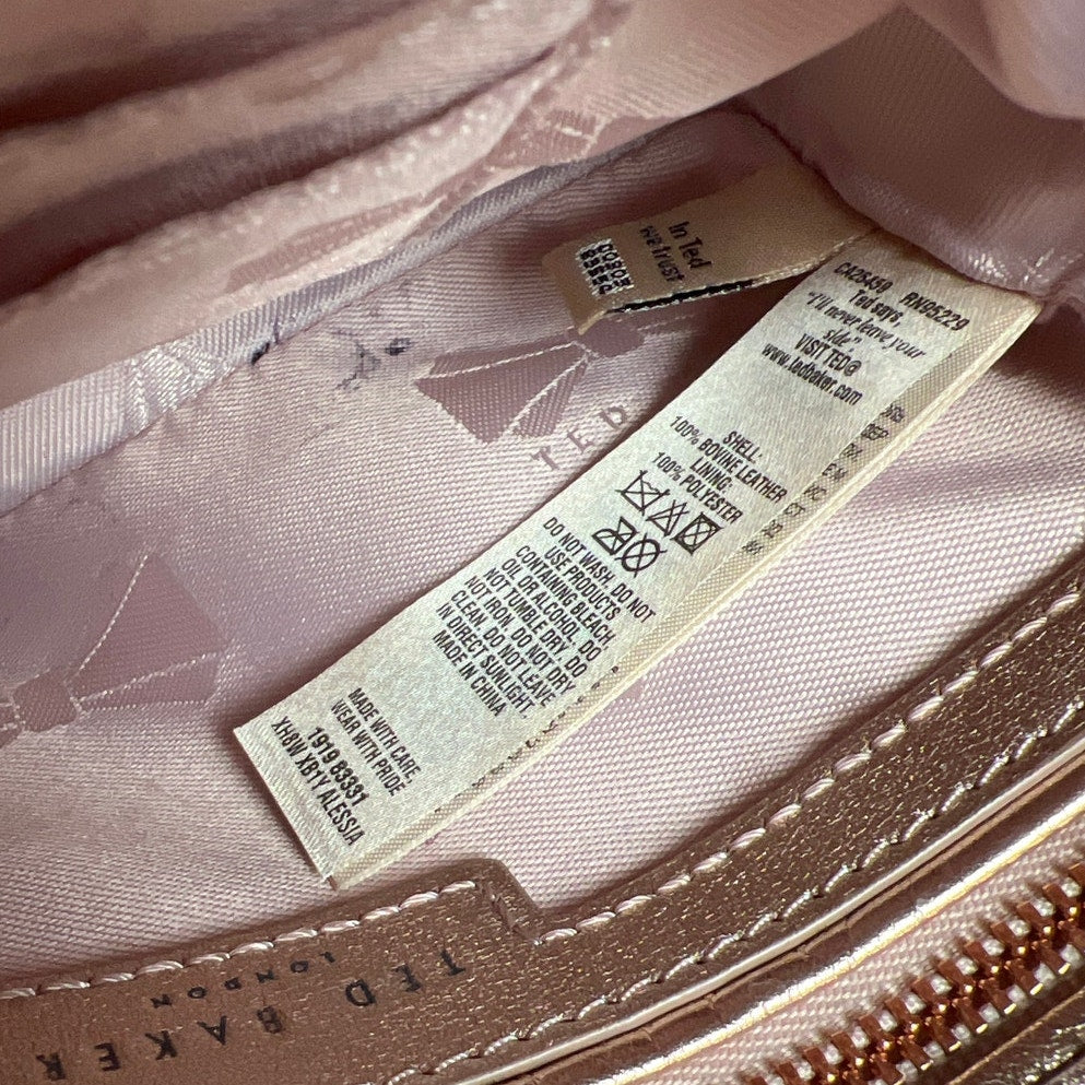 Ted Baker Rose Gold Pearl Embellished Leather Camera Bag