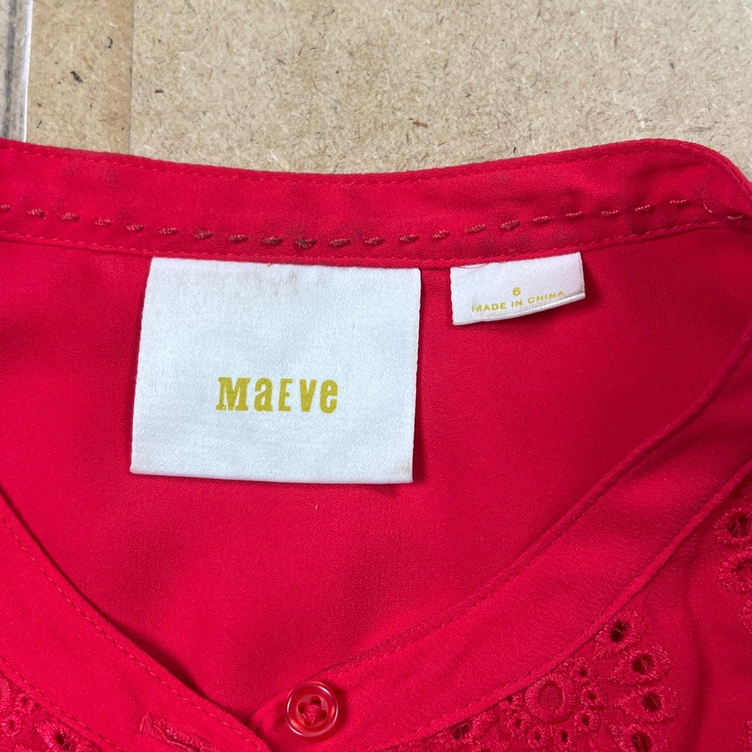 Maeve Anthropologie Red Lace Blouse Top Size 6