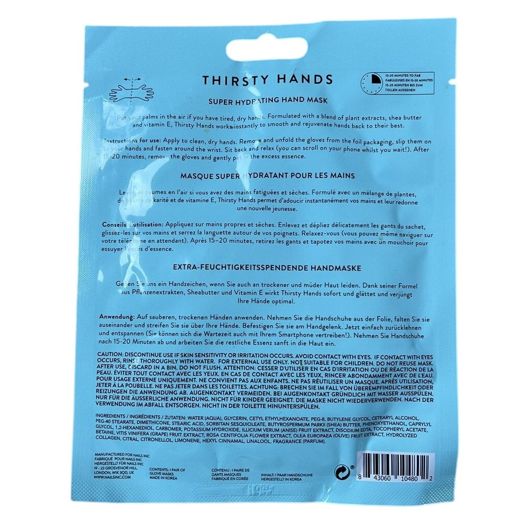Nails Inc Aqua Teal Plastic Aluminium Hand Mask 18 ML Thirsty Hands Gloves