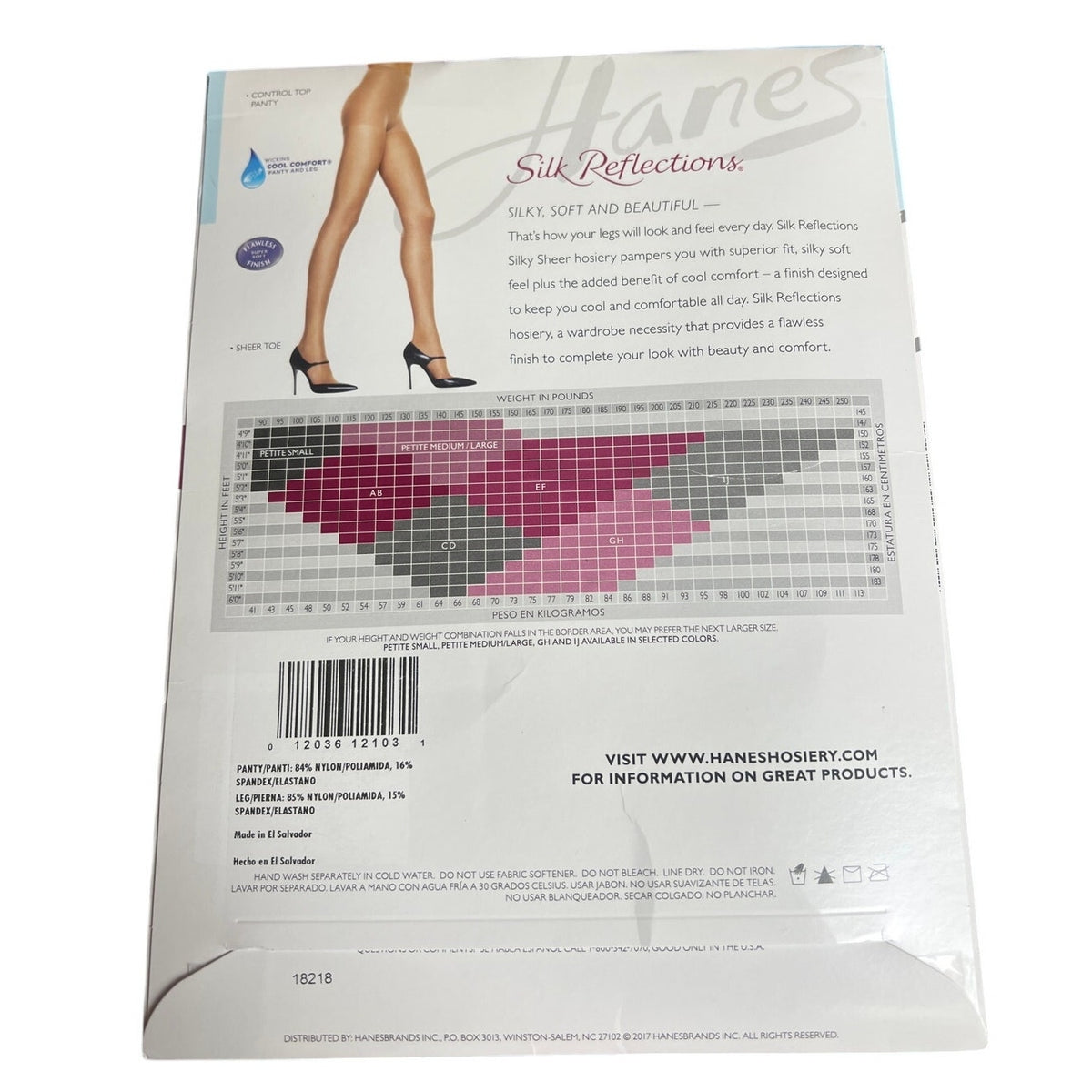 Hanes Silk Reflection NWT Control Top Sheer Toe Size CD