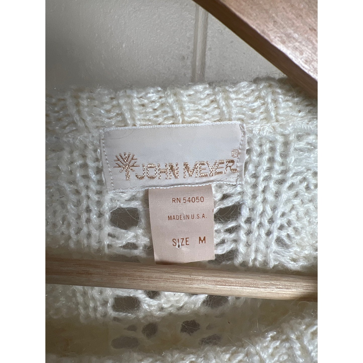 Vintage John Meyer White Knit Size Medium Pullover Crewneck