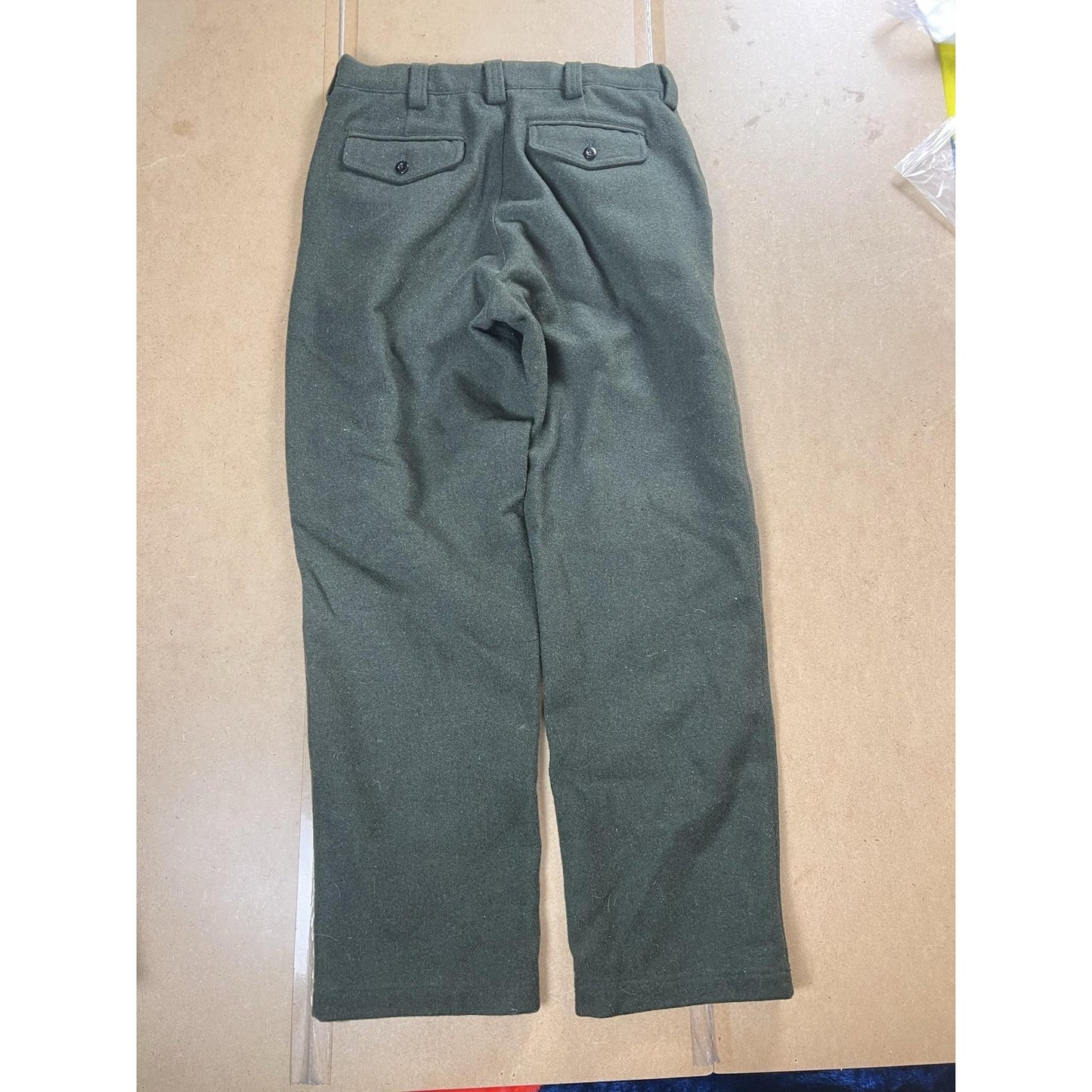 L.L. Bean Pants Mens 32x30 Green Wool Flannel Lined Straight Leg Workwear Casual