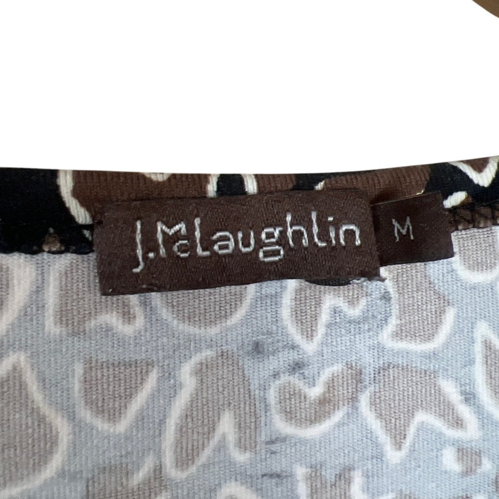 J. McLaughlin Animal Print Black/Brown Women Top Medium