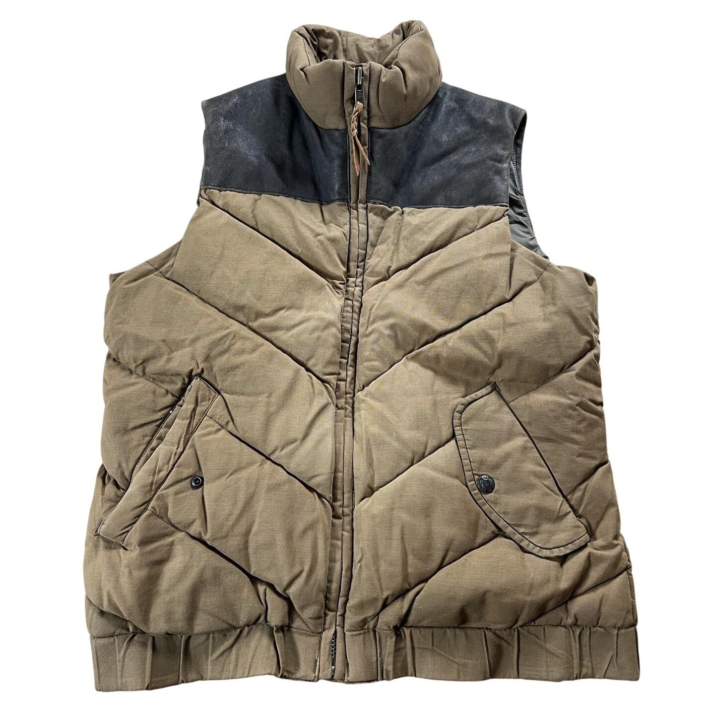Filson Vest Mens M Brown Puffer Jacket Canvas Down Insulated Quilted Collared