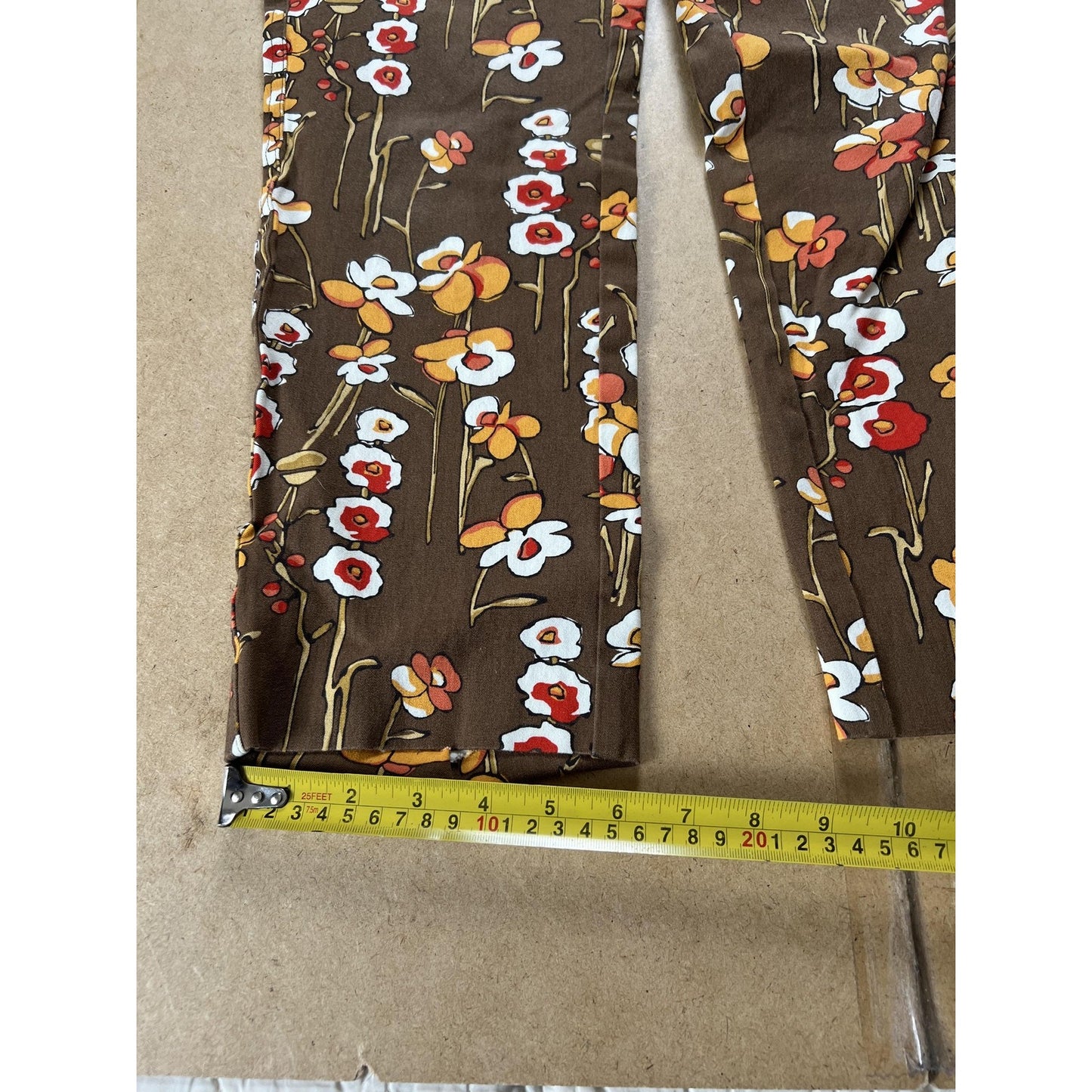 J. McLaughlin Pants Womens 6 Brown Cropped Floral Twill Stretch Pockets Slim