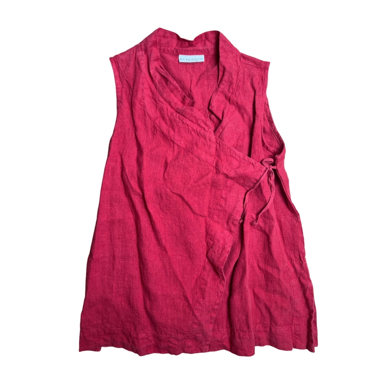 Bryn Walker 100% Linen Red Wrap Top Sleeveless Size S
