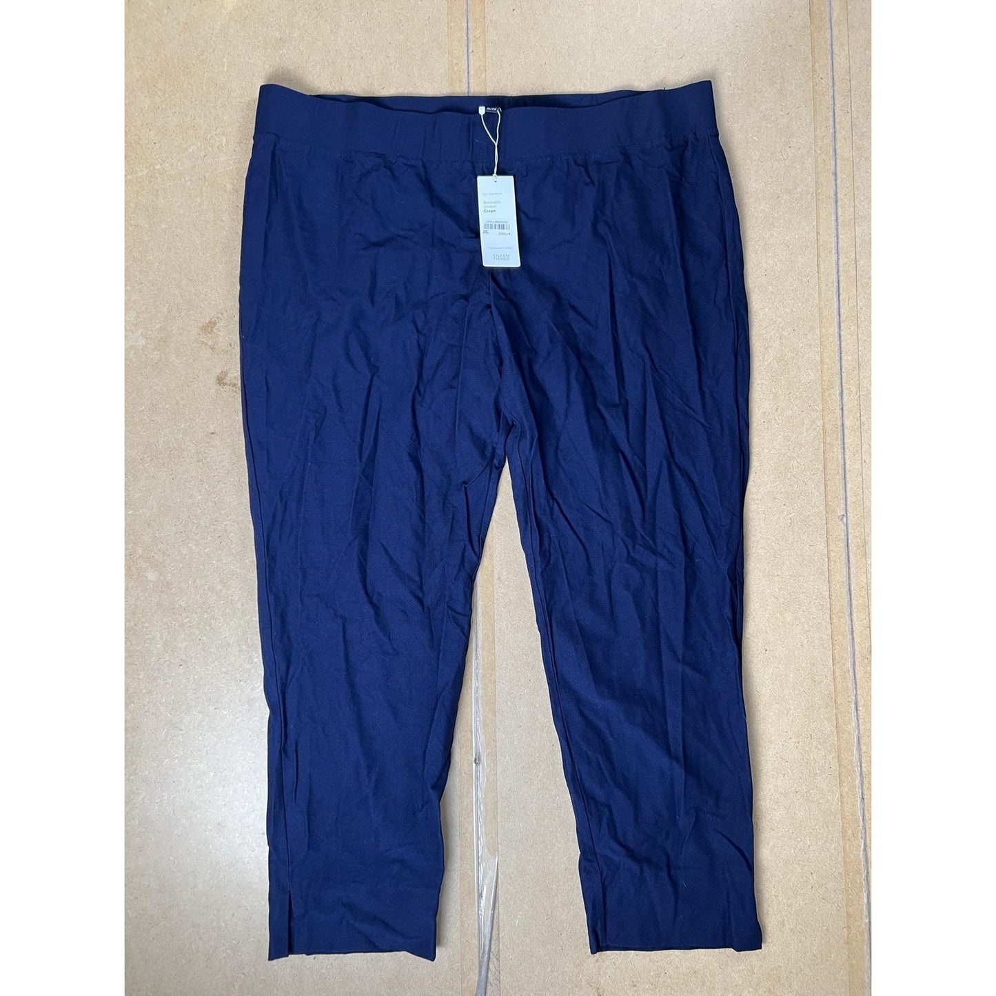 Eileen Fisher Pants Womens XL Blue Cropped Crepe Pull On Stretch Slim Fit