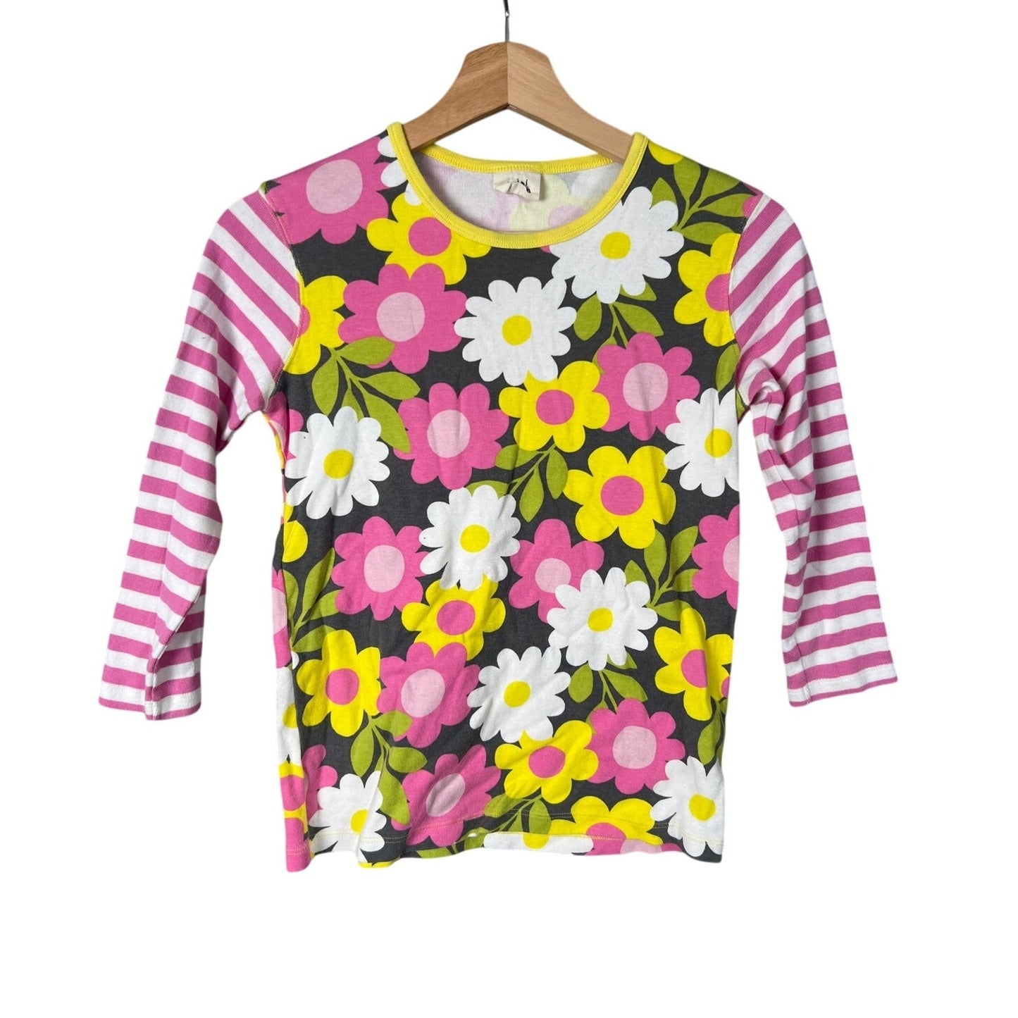 Mini Boden Girls Floral and Striped Long Sleeve Size 13-14Y