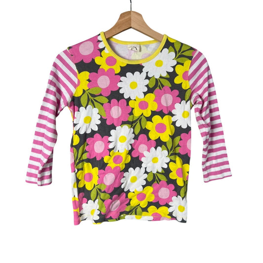 Mini Boden Girls Floral and Striped Long Sleeve Size 13-14Y