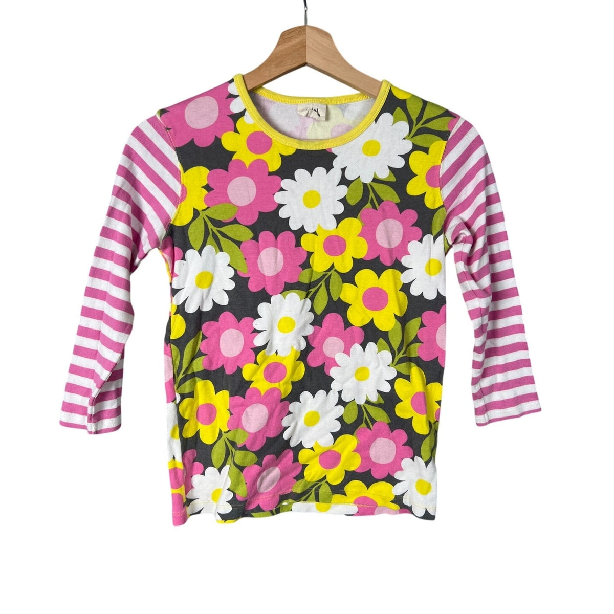 Mini Boden Girls Floral and Striped Long Sleeve Size 13-14Y