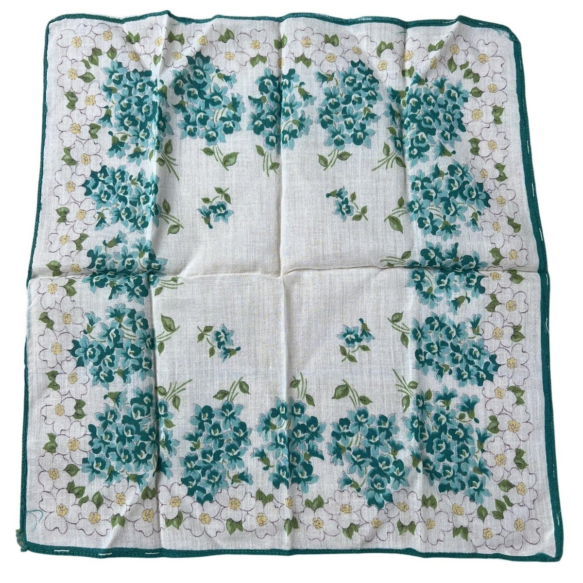 Handkerchief Mens One Size Aqua Floral 100% Cotton Lawn Pocket Square Accessory