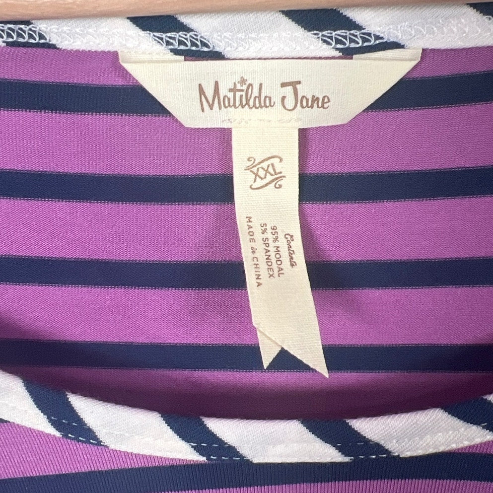 Matilda jane 2XL Modal Purple Striped Swing Top Tunic Womens No Limitations