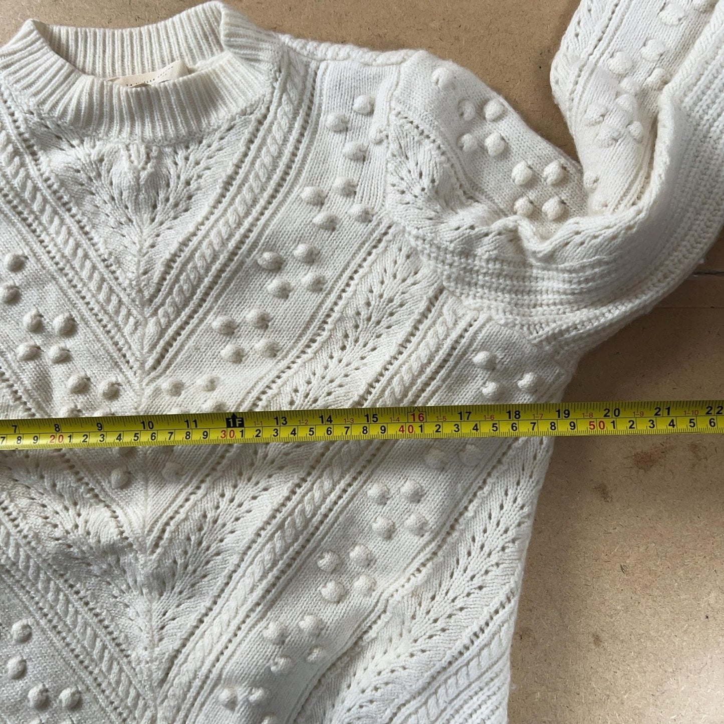 LA MAILLE SÉZANE Sweater Womens S White Pullover Mock Neck Cable-Knit Chunky