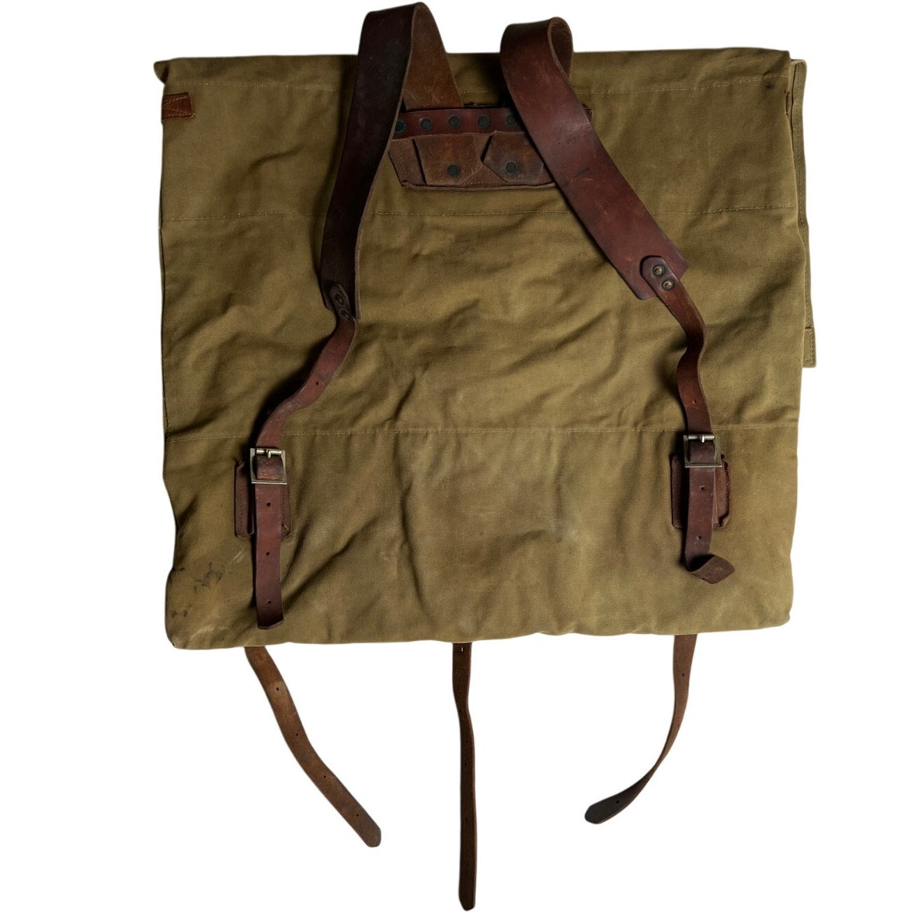 Vintage Portage Pack Co. XL Canvas Backpack Pack Bag w/ Leather Straps