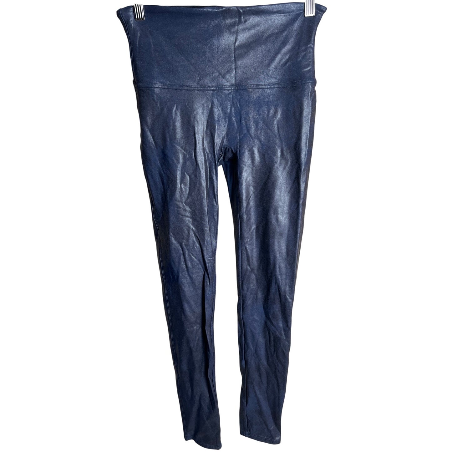 Spanx Large Black Shimmer Metallic Faux Leather Leggings