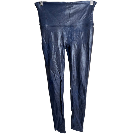 Spanx Large Black Shimmer Metallic Faux Leather Leggings