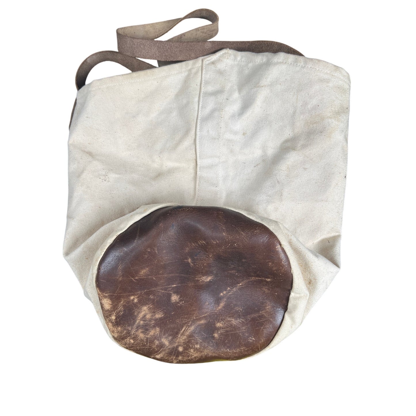 Vintage Unbranded Canva Cotton Leather Bottom Strap Tote Bag