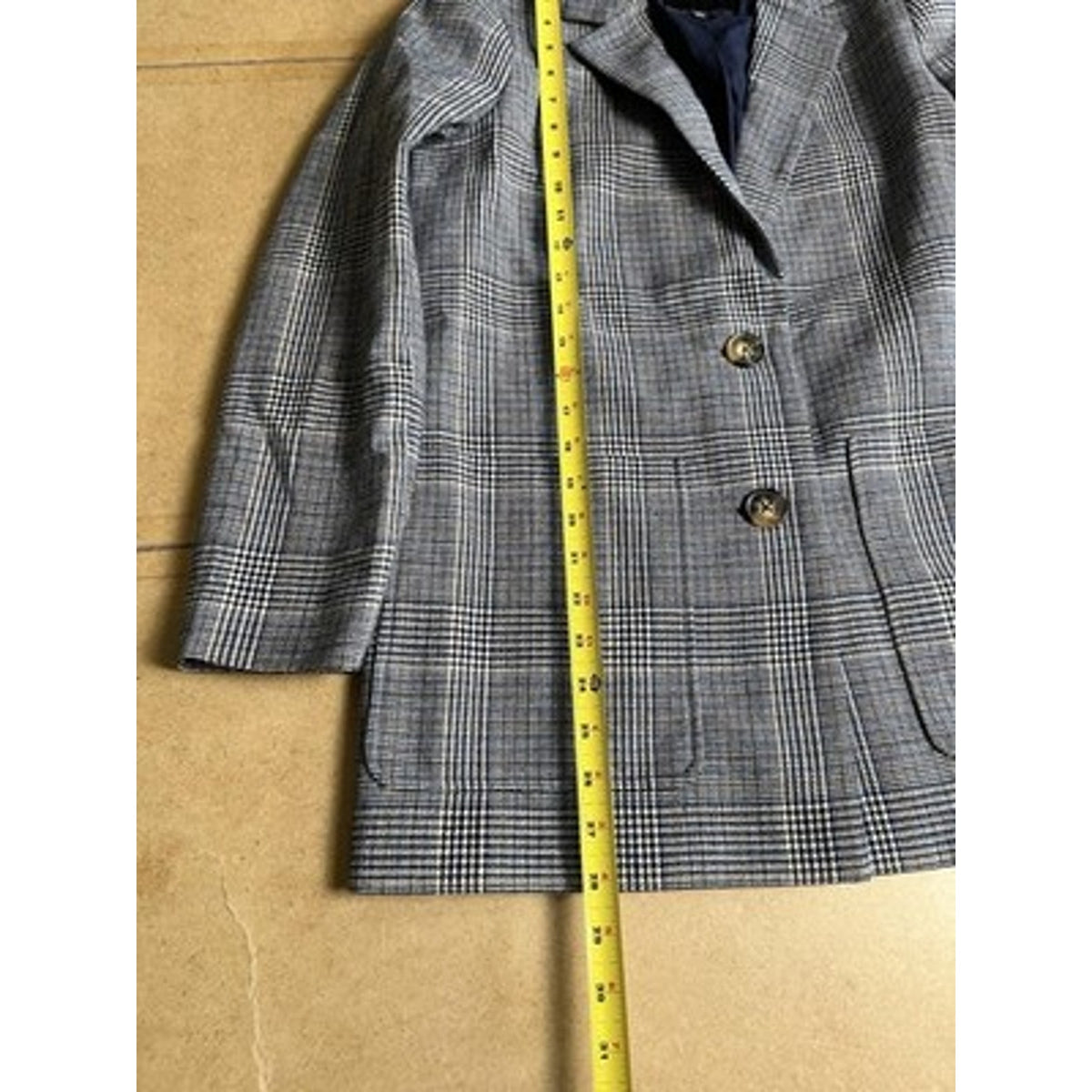 Madewell Blazer Womens S Gray Plaid Tweed Lined Collared Single-Breasted