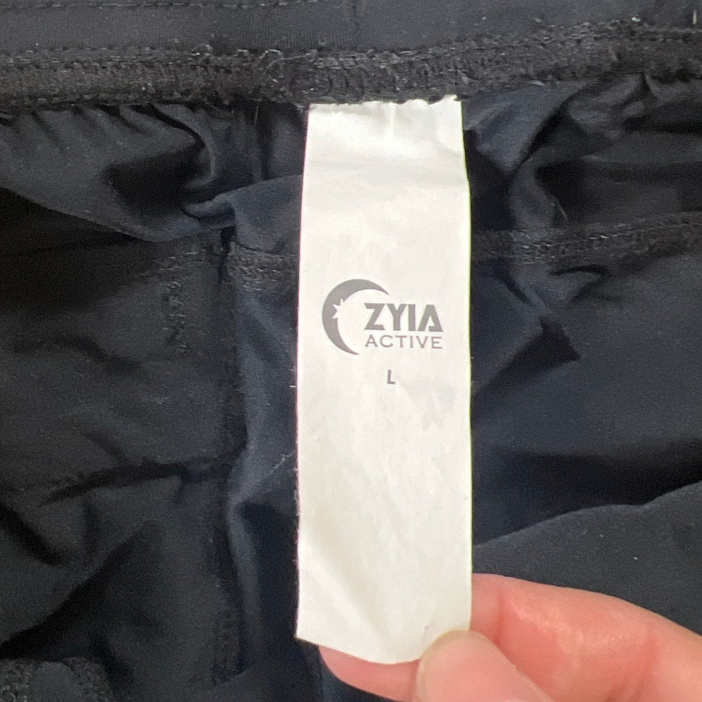 Zyia Trail Jogger Pants Micro Stripe Active Performance Black Women Large