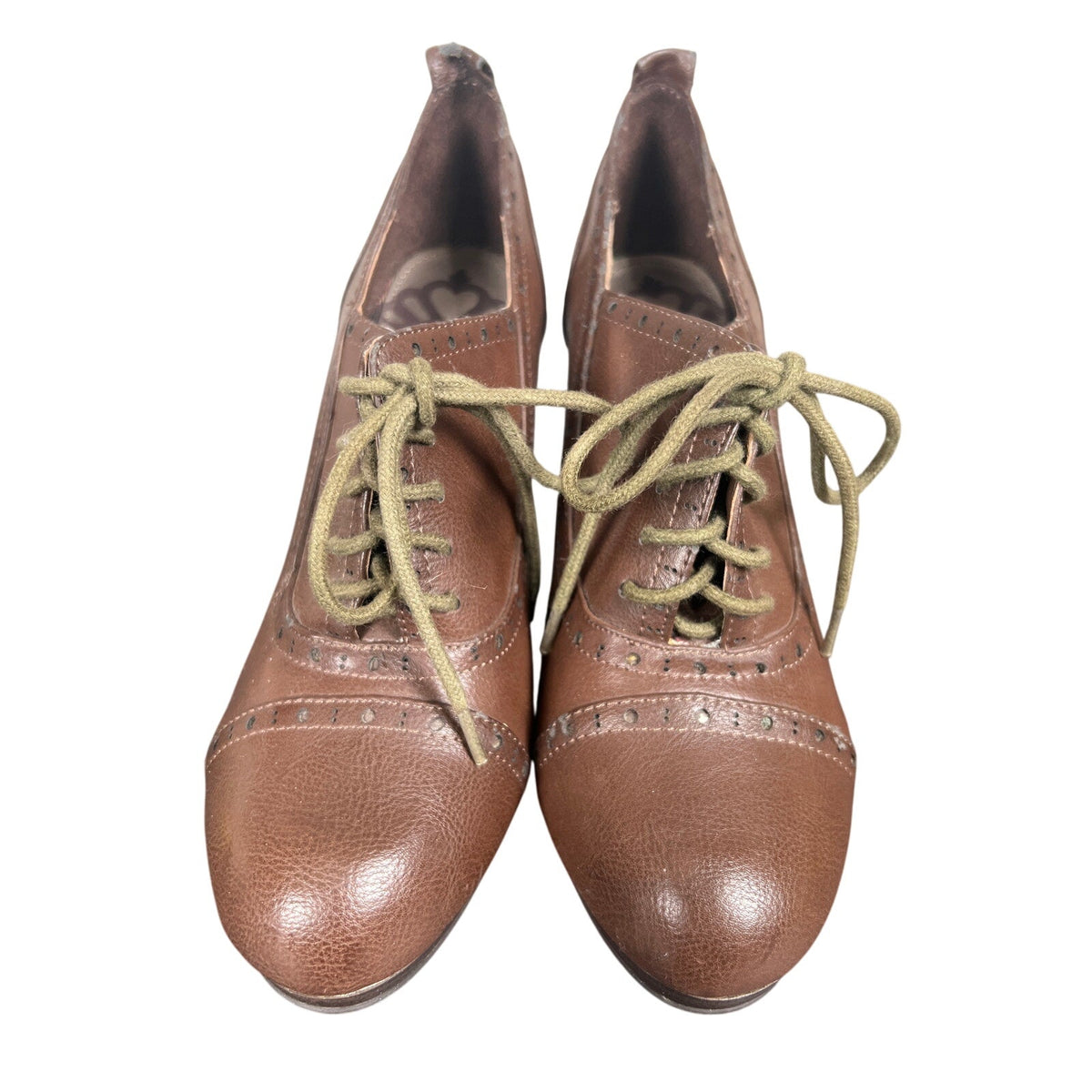 Fergalicious By Fergie Brown Lace-Up Heels Women's Size 10