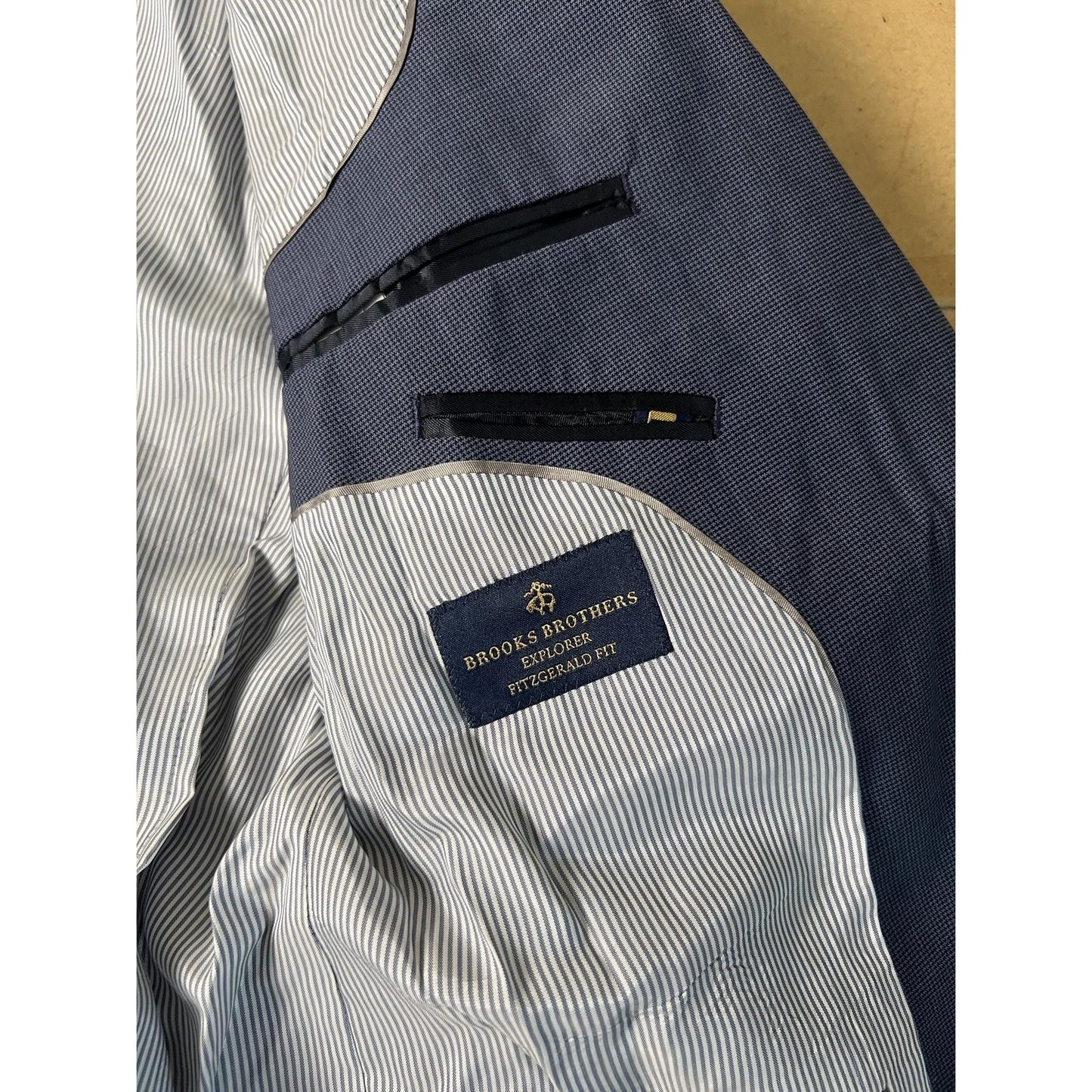 Blazer Mens 44 Blue Wool-Blend Flap Pocket Two-Button Notch Lapel Made In Egypt