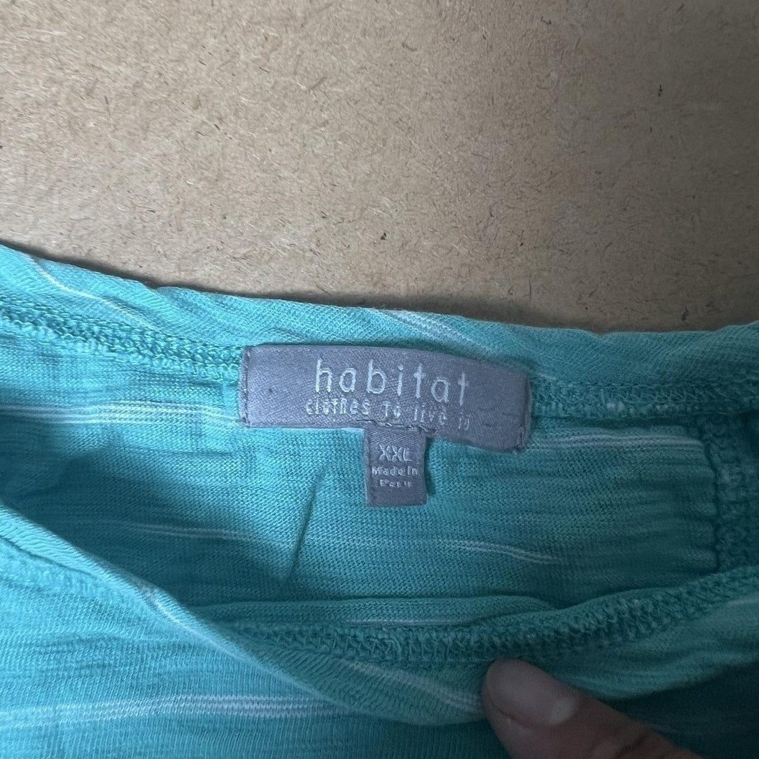 Habitat Tunic Womens M Green Boat Neck 3/4 Sleeve Pleated 100% Cotton Jersey