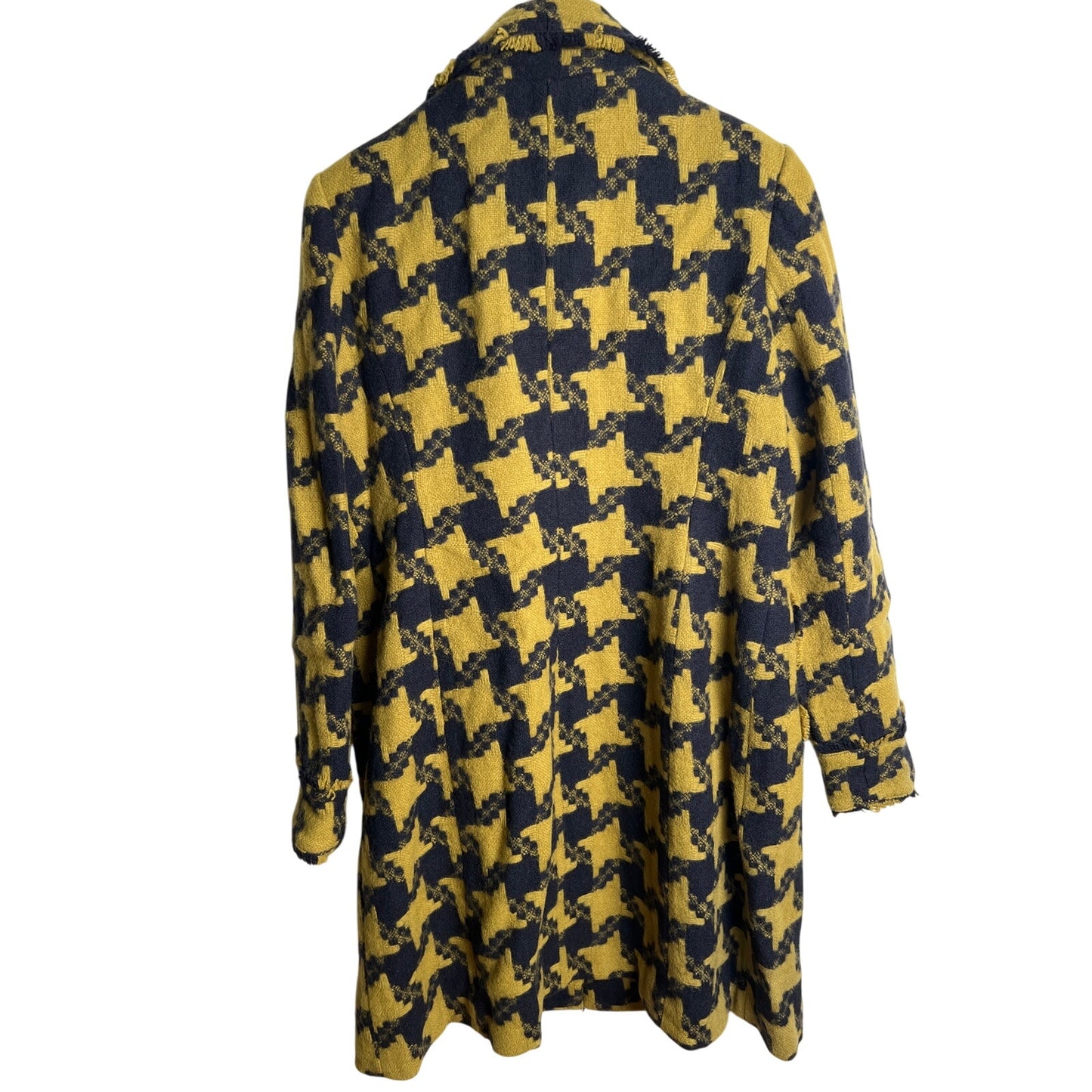 Boden Checked 100% Wool Yellow/black Women's Size 12 Coat