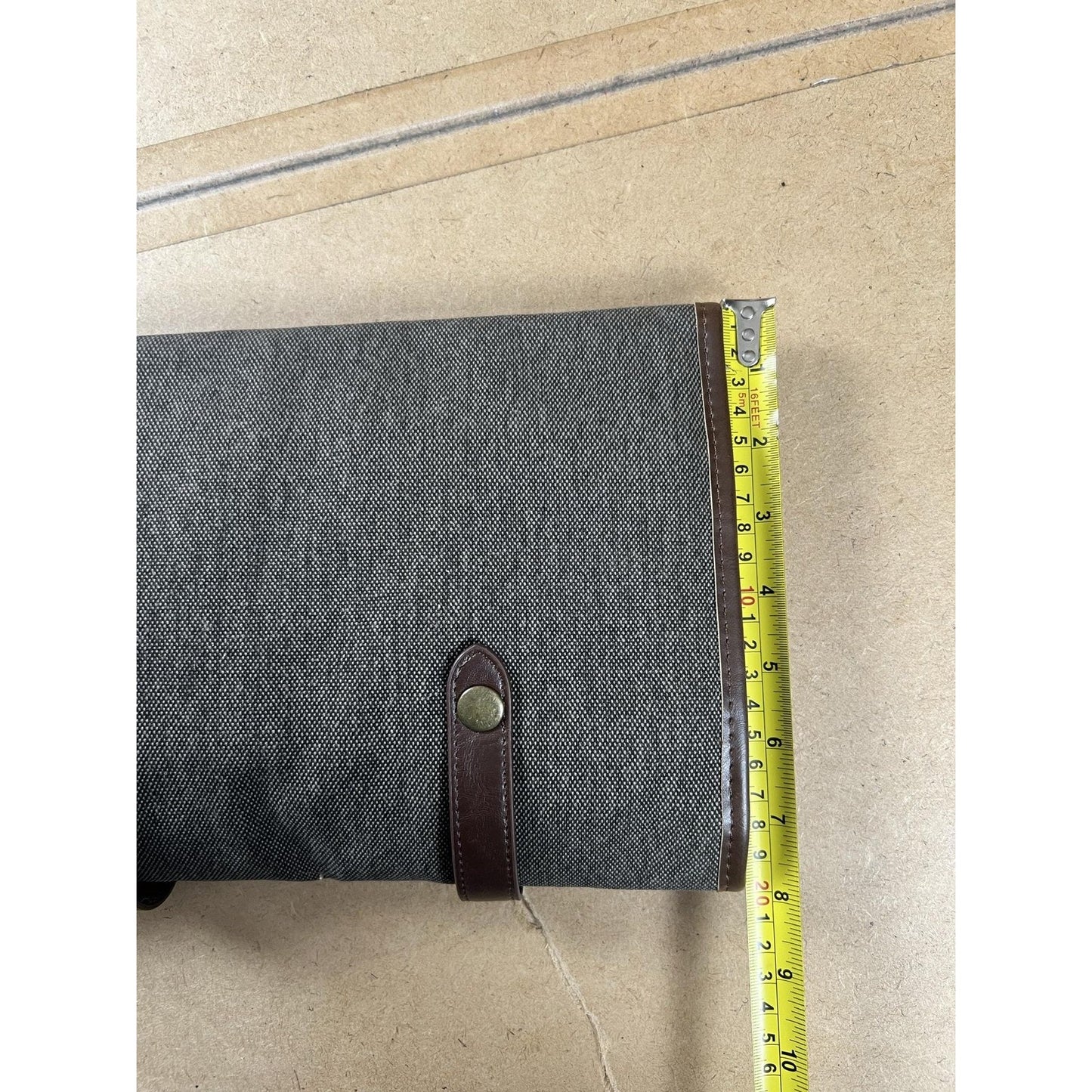 Buxton Clutch Mens Small Brown Canvas Faux Leather Lined Hanging Travel Kit