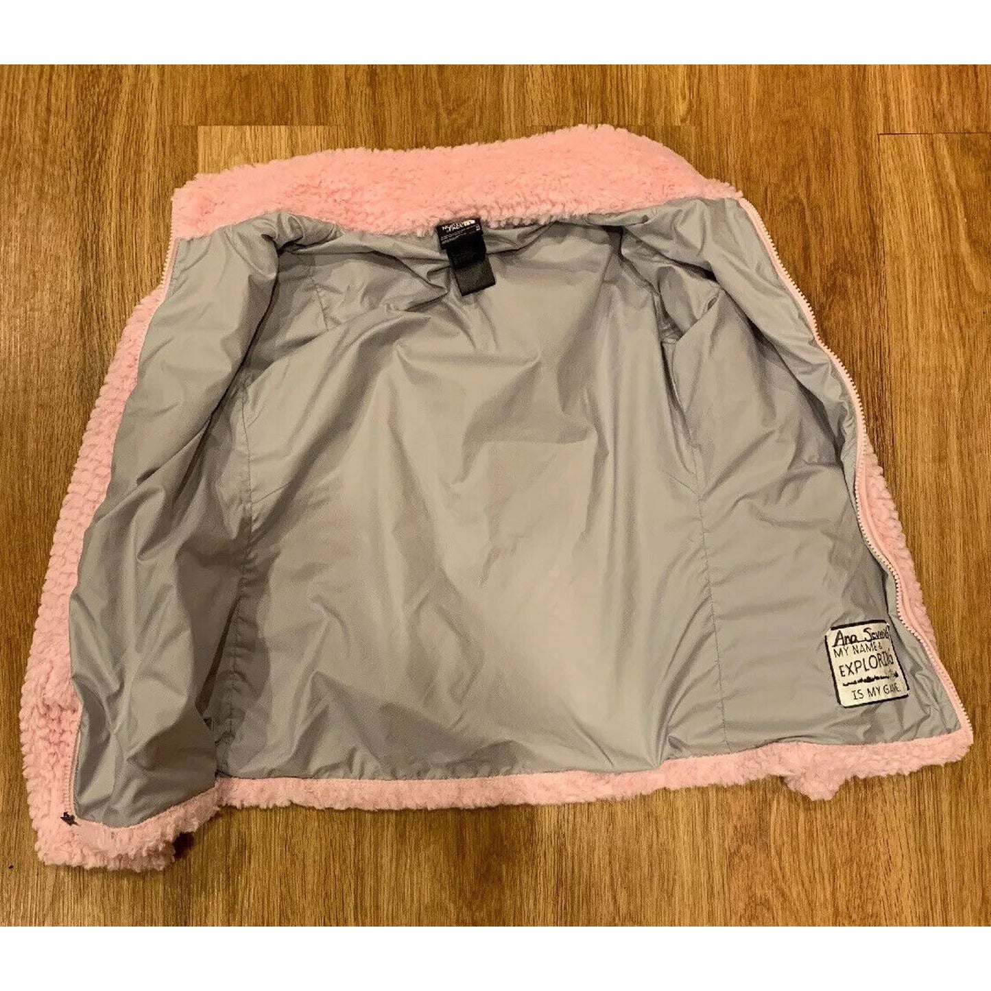 The North Face Furry Jacket Light Pink Girls Zip Up Size M 10 / 12