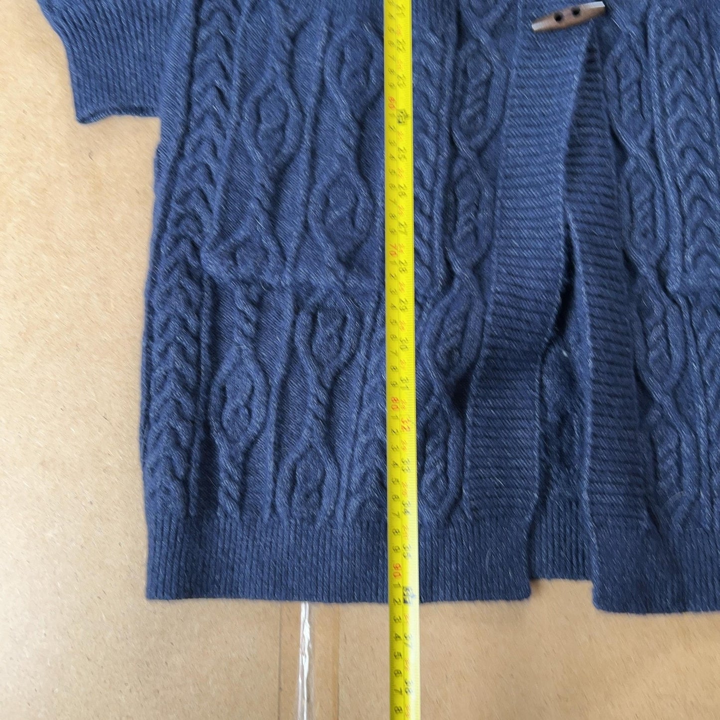 City Blues Cardigan Womens M Blue Cable-Knit Collared Open Pockets Heavyweight