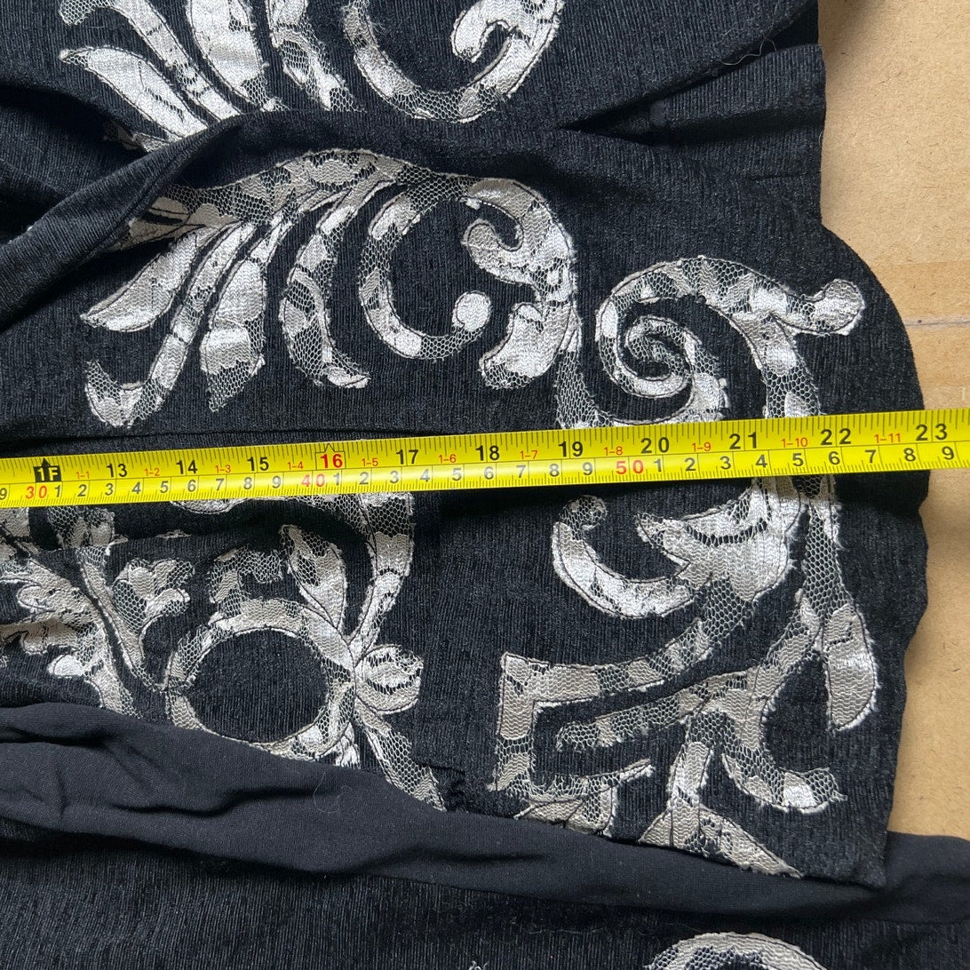 Yoana Baraschi Lace Embroidered Black/White Womens Suit Jacket Size 4