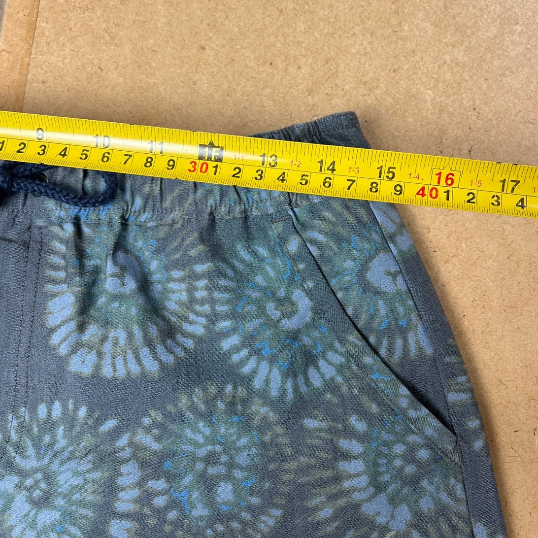 Toad Co Shorts Men Small Blue Organic Cotton Blend Stretch Geometric Drawstring