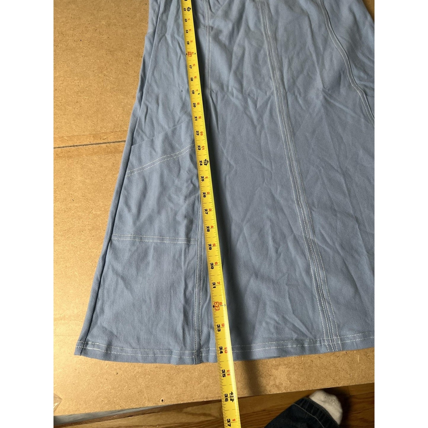 Laura Dress Womens S Blue Tank A-Line High Neck Knee Length Pockets Ruffle