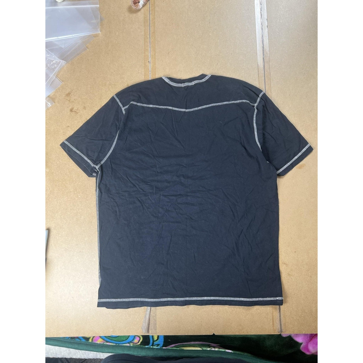 Agavelux Shirt Mens 2XL Black Cotton Crew Neck Contrasting Trim Logo Jersey