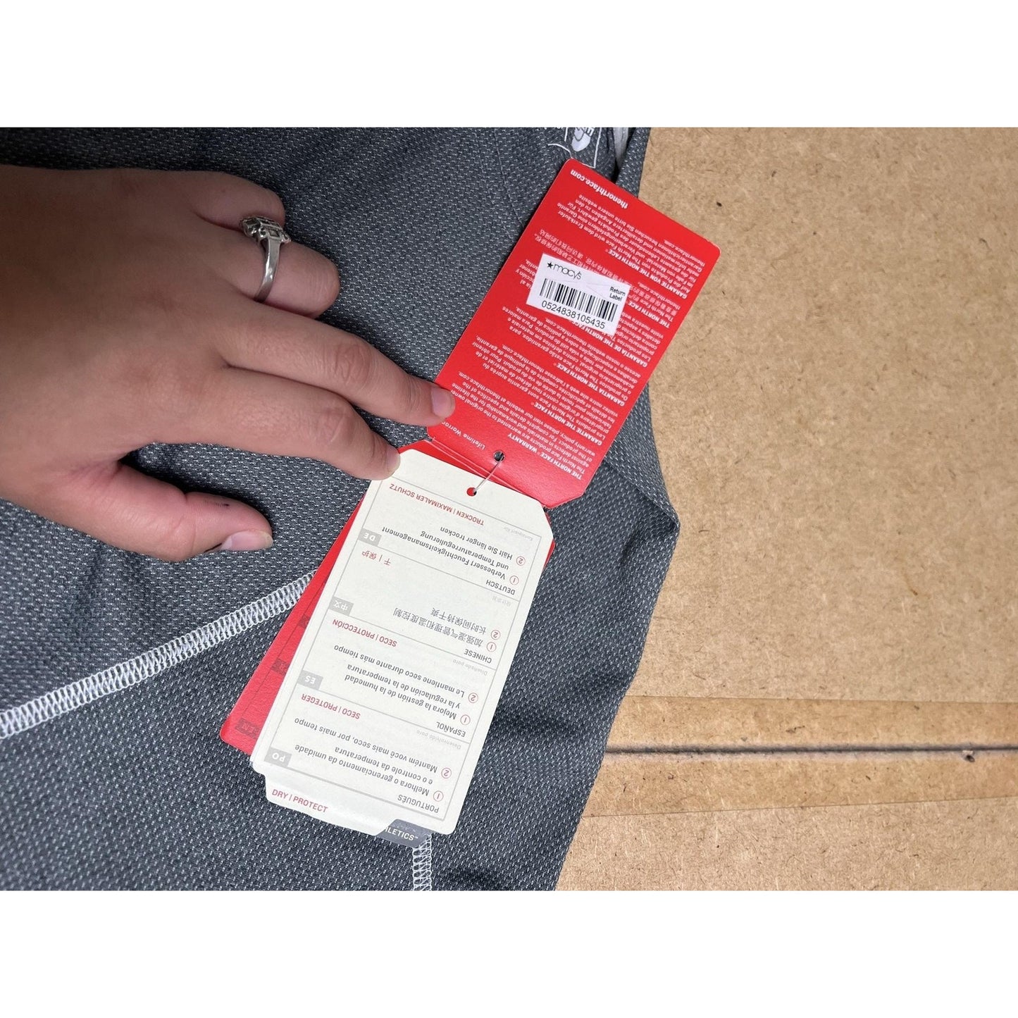 The North Face Shirt Mens L Gray Polyester Moisture Wicking Quick Dry Logo