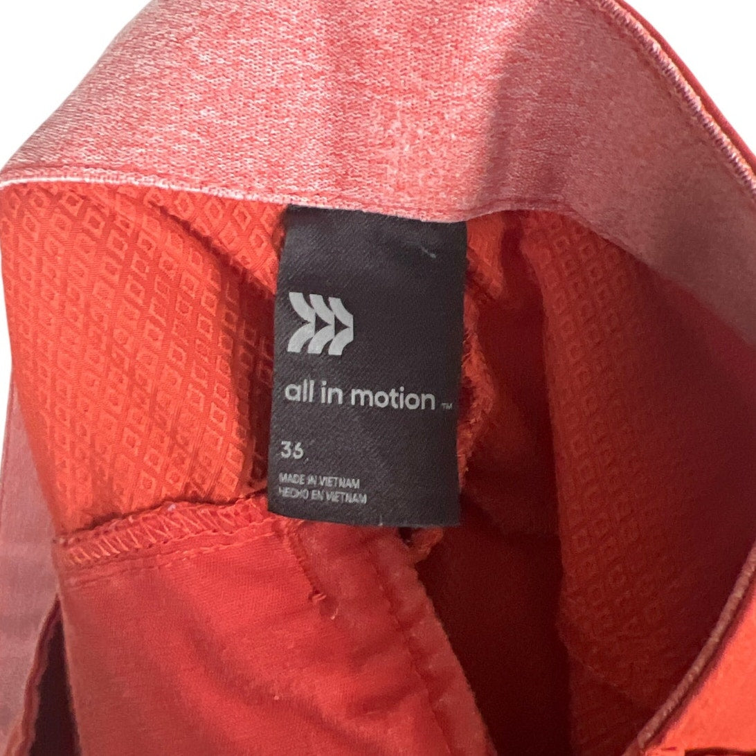 All In Motion Polyester Orange Shorts 36 Protection Soft Elastic Travel