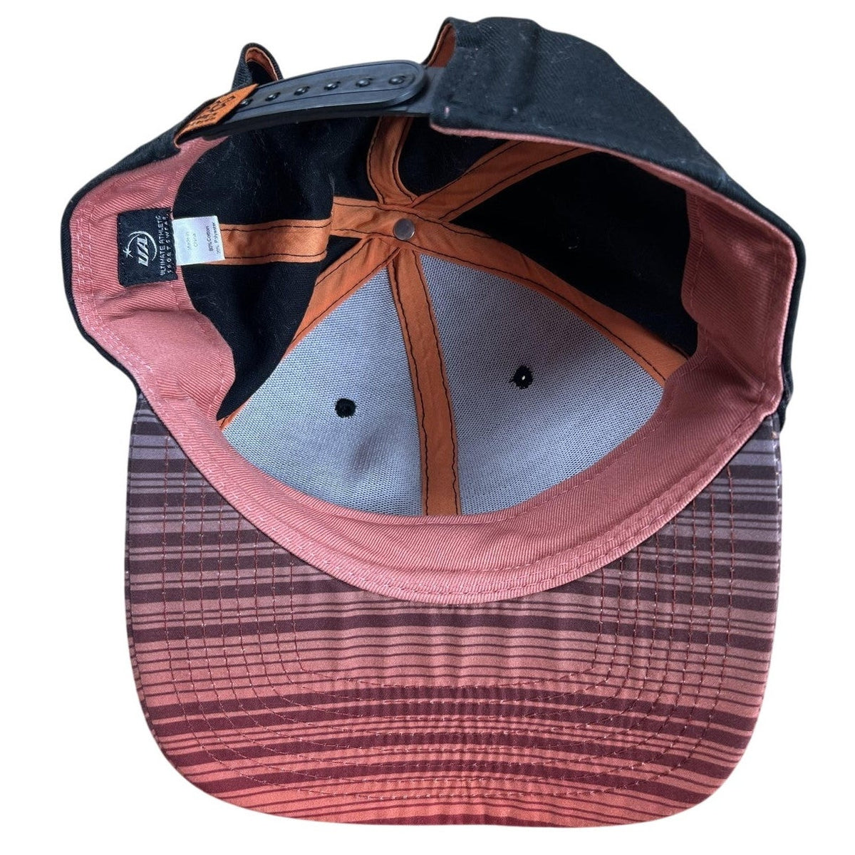 Ultimate Athletic Sportswear Hat Cap Snap Back Mens One Size Black Striped