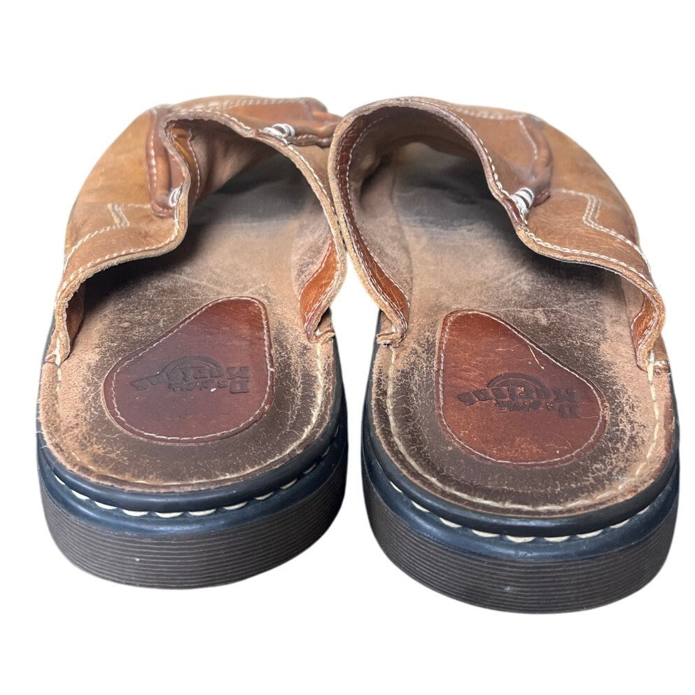 Vintage 90's Dr. Martens Brown Leather Slide Sandals Chunky Sole Size 10