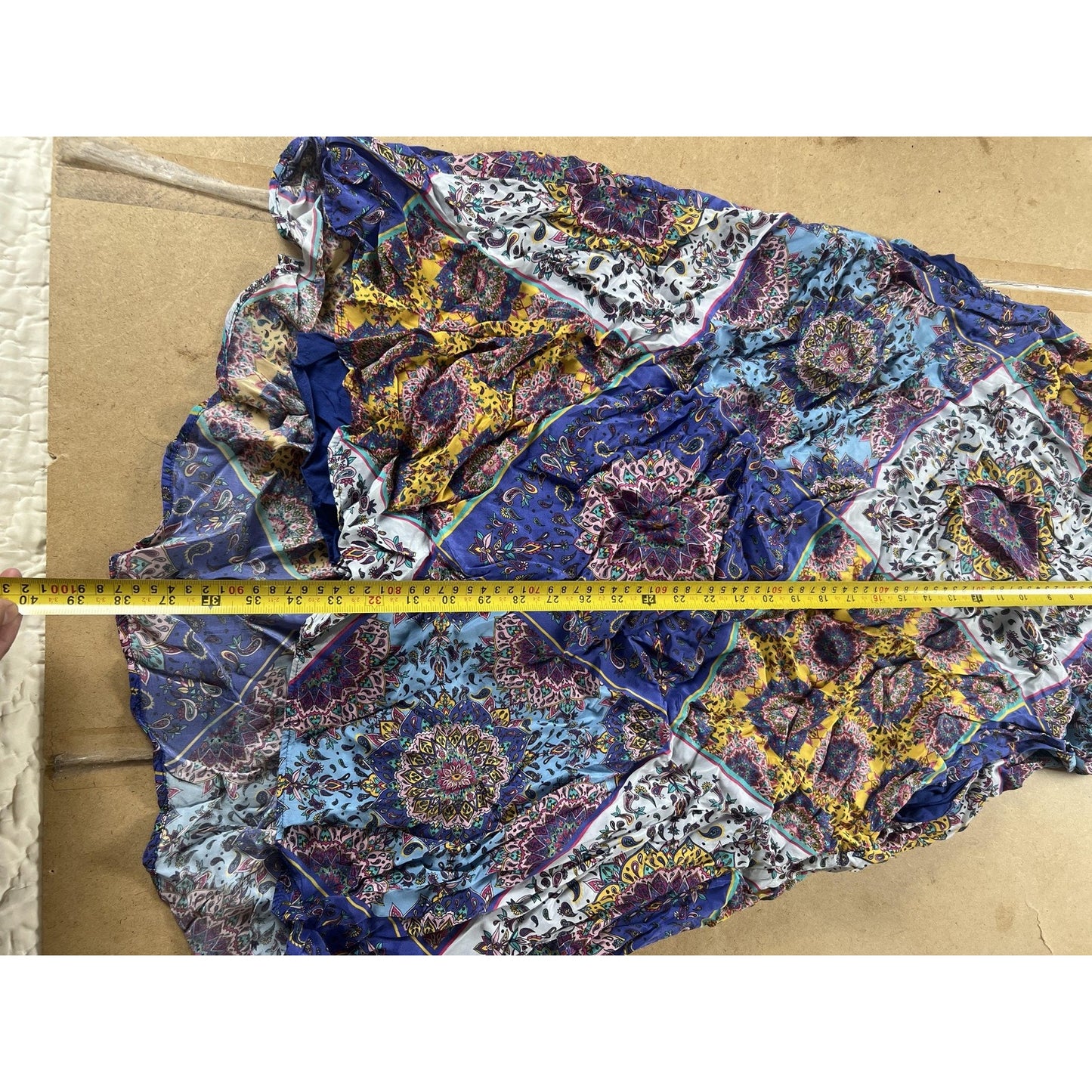 Sundance Dress Womens S Blue Paisley Print Maxi Sundress Scoop Neck Lined Boho